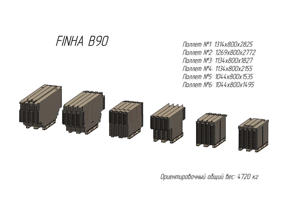 Упаковочный лист конструктора большого дома FINHA B90